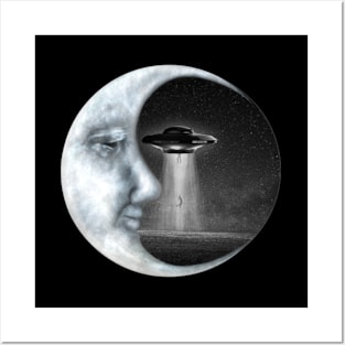 Moon Crescent - Alien Abduction (Black) Posters and Art